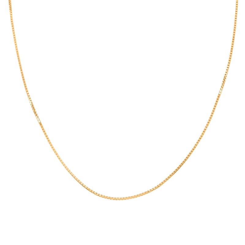 0.50mm Box Chain Necklace in18K Yellow Gold 20 Inches 2.8 Grams