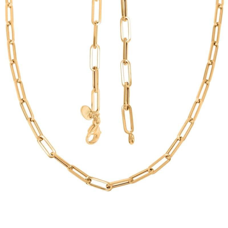 18K Yellow Gold 3.5mm Paper Chain Necklace (22 Inches) (6.6 g)