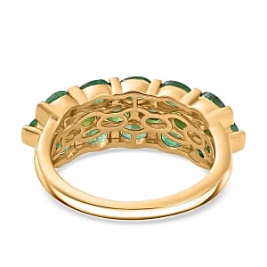 Kagem Zambian Emerald 2.54 ctw Cluster Ring in Vermeil Yellow Gold Over Sterling Silver (Size 10)