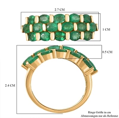 Kagem Zambian Emerald 2.54 ctw Cluster Ring in Vermeil Yellow Gold Over Sterling Silver (Size 10)