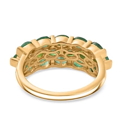 Kagem Zambian Emerald 2.54 ctw Cluster Ring in Vermeil Yellow Gold Over Sterling Silver (Size 11.5)