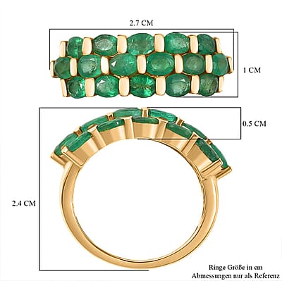 Kagem Zambian Emerald 2.54 ctw Cluster Ring in Vermeil Yellow Gold Over Sterling Silver (Size 11.5)