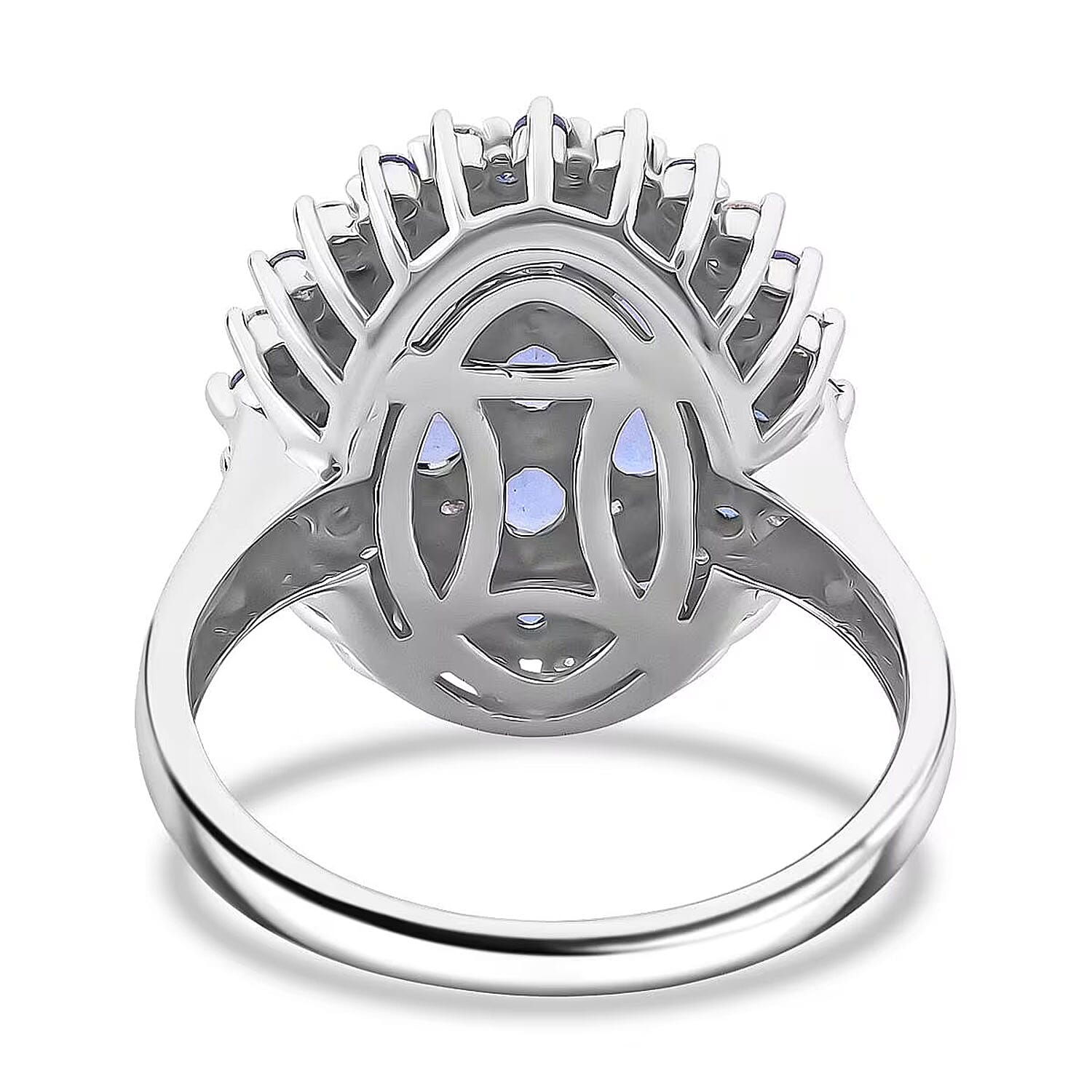 Ceylon Blue Sapphire, Moissanite Ring in Rhodium Over Sterling Silver 2.40 ctw (Size 10.0)