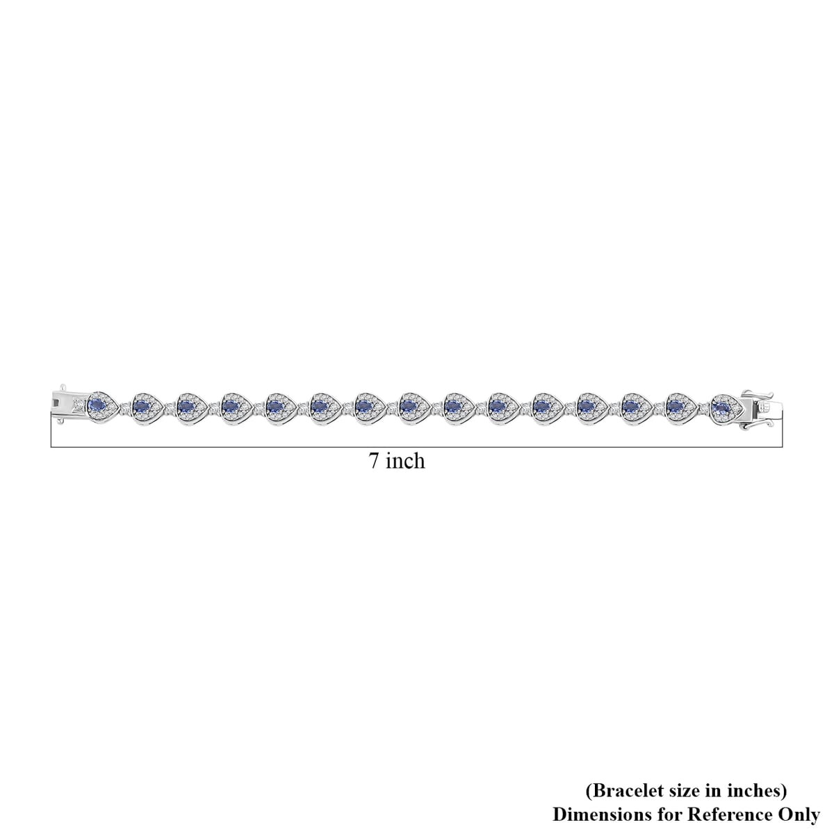 Premium Ceylon Blue Sapphire, White Zircon Bracelet in Rhodium Over Sterling Silver (6.50 In) 7.28 ctw image number 3