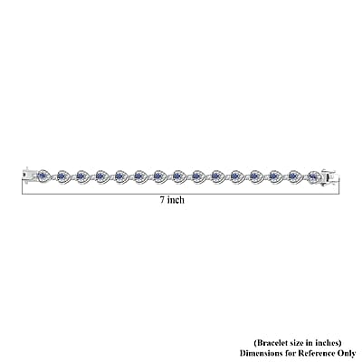 Premium Ceylon Blue Sapphire and White Zircon 7.25 ctw Tears of the Ocean Bracelet in Rhodium Over Sterling Silver (6.50 In)