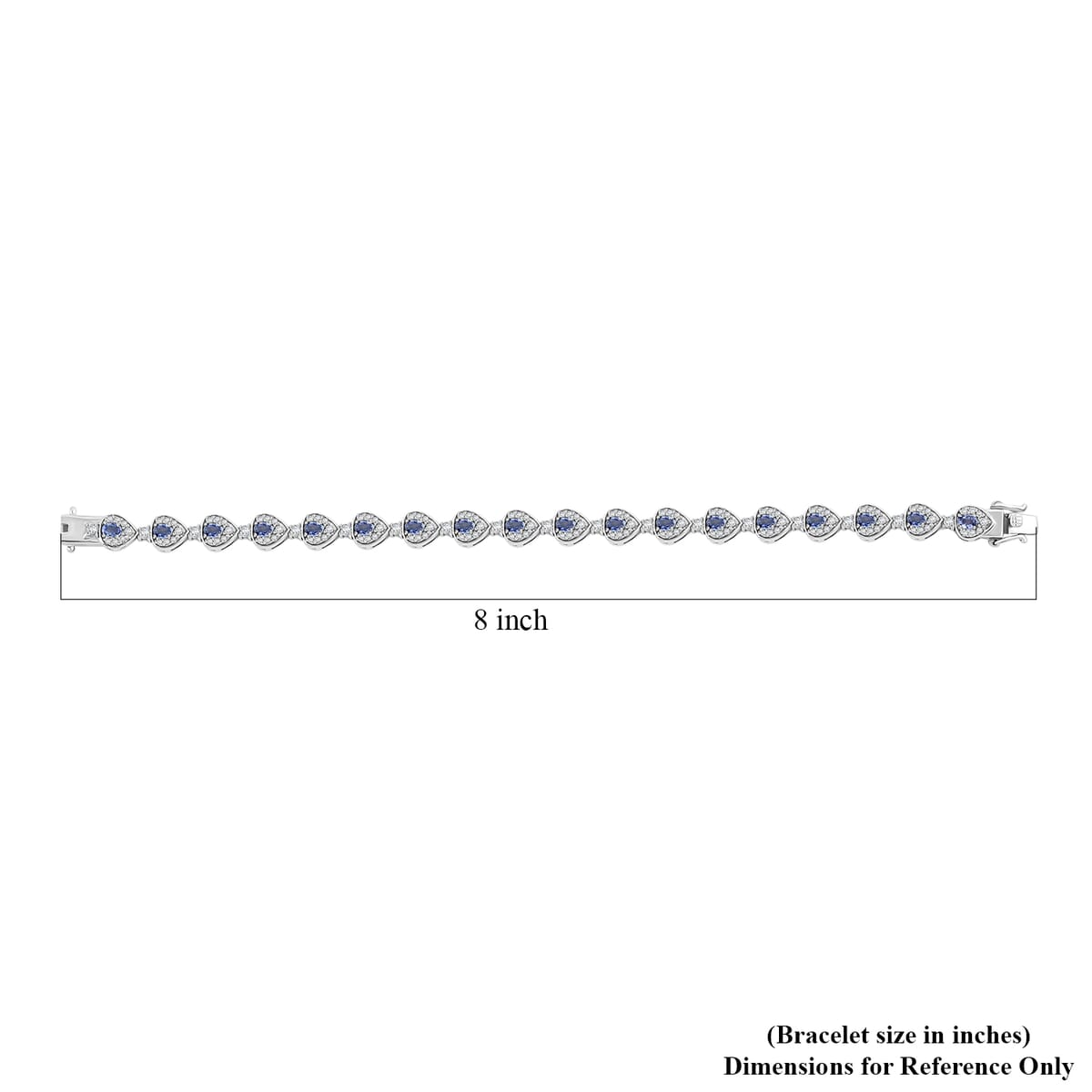 Premium Ceylon Blue Sapphire and White Zircon 7.25 ctw Tears of the Ocean Bracelet in Rhodium Over Sterling Silver (8.00 In) image number 5