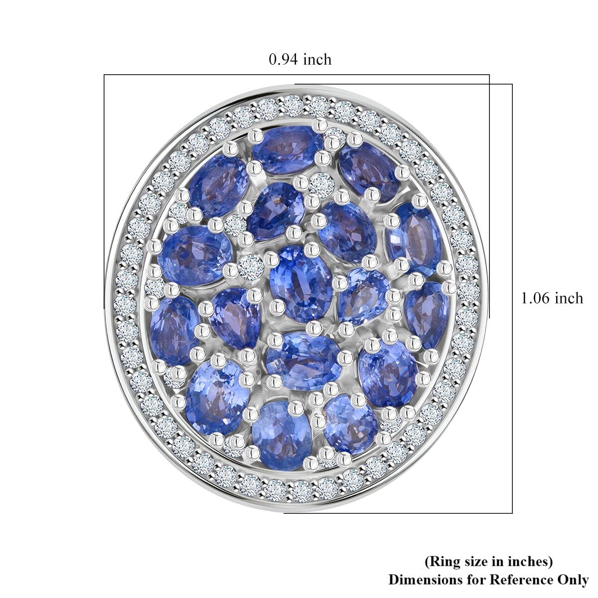 Premium Ceylon Blue Sapphire and Moissanite 4.50 ctw Royal Tides Ring in Rhodium Over Sterling Silver (Size 10.0) image number 5