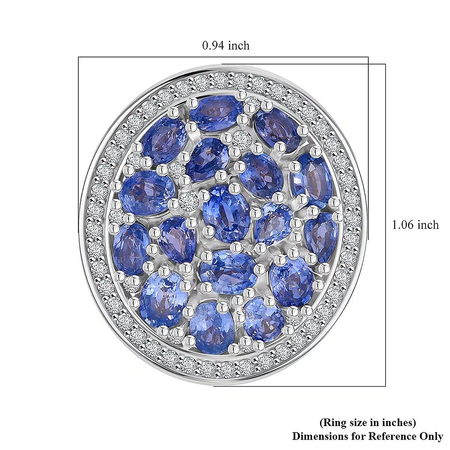 Ceylon Blue Sapphire, Moissanite Ring in Rhodium Over Sterling Silver 4.50 ctw (Size 6.0)