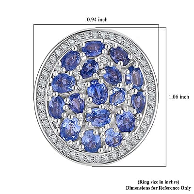 Ceylon Blue Sapphire, Moissanite Ring in Rhodium Over Sterling Silver 4.50 ctw (Size 6.0)
