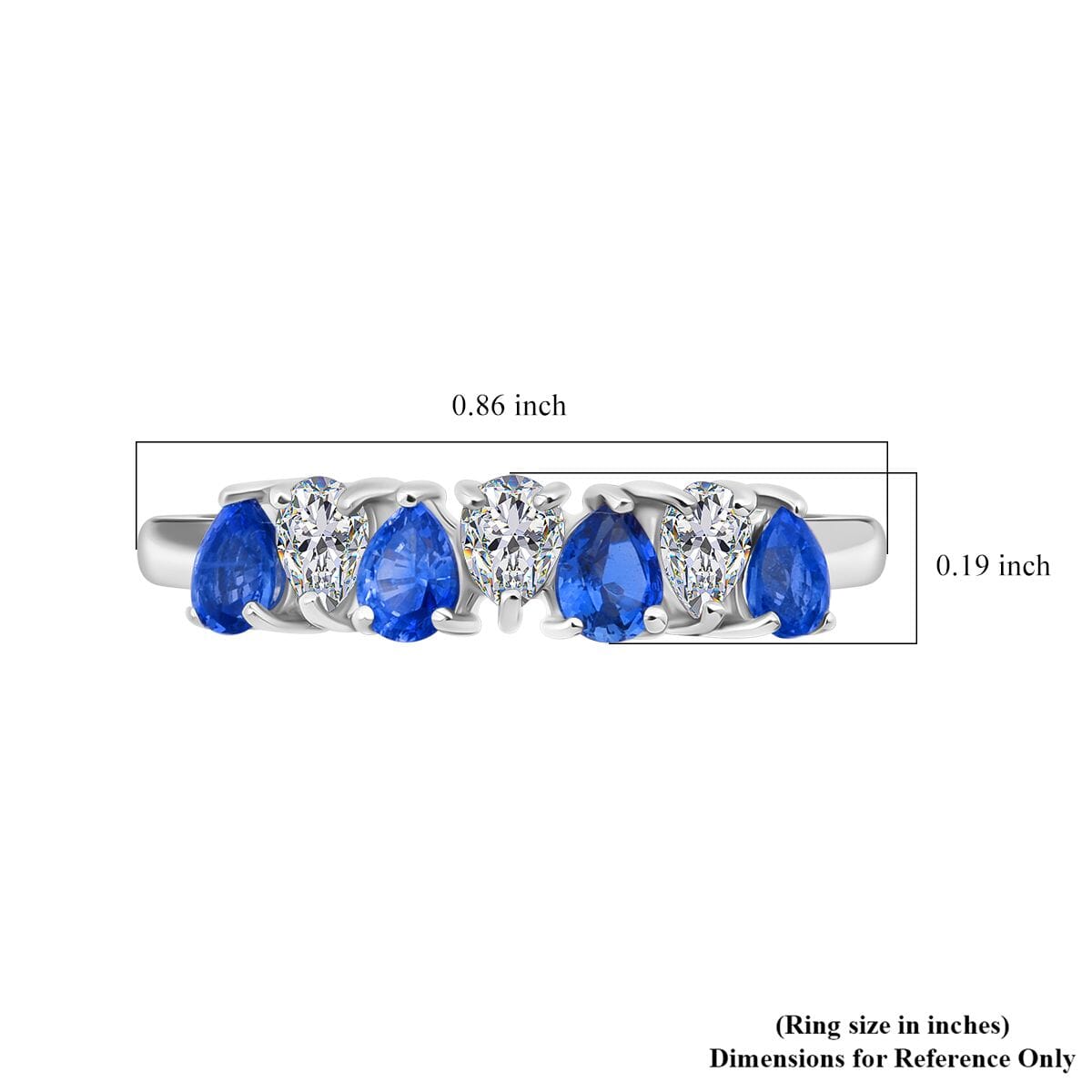 Premium Ceylon Blue Sapphire and Moissanite 1.30 ctw Tidal Crown Ring in Rhodium Over Sterling Silver (Size 10.0) image number 5