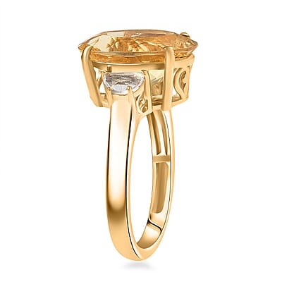 D'Joy Yellow Labradorite and White Topaz 5.80 ctw Celestial Fire Ring in 18K Vermeil Yellow Gold Over Sterling Silver (Size 10.0)
