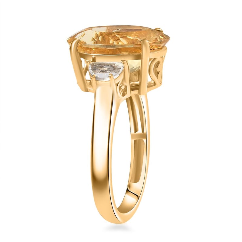 D'Joy Yellow Labradorite and White Topaz 5.80 ctw Celestial Fire Ring in 18K Vermeil Yellow Gold Over Sterling Silver (Size 10.0)