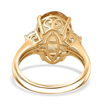 D'Joy Yellow Labradorite and White Topaz 5.80 ctw Celestial Fire Ring in 18K Vermeil Yellow Gold Over Sterling Silver (Size 10.0)