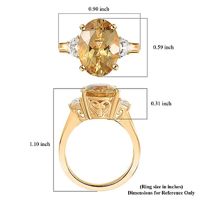D'Joy Yellow Labradorite and White Topaz 5.80 ctw Celestial Fire Ring in 18K Vermeil Yellow Gold Over Sterling Silver (Size 10.0)