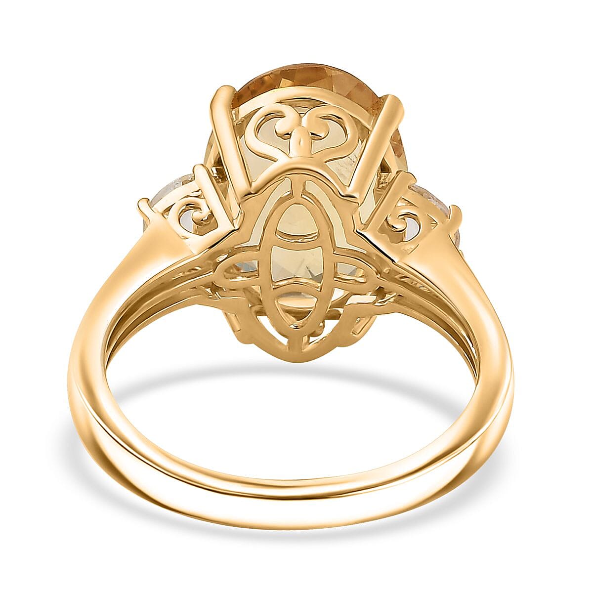 D'Joy Yellow Labradorite and White Topaz 5.80 ctw Celestial Fire Ring in 18K Vermeil Yellow Gold Over Sterling Silver (Size 7.0) image number 4