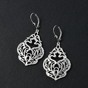 D'Joy Passport to Turkey Floral Earrings in Rhodium Over Sterling Silver 7.10 Grams