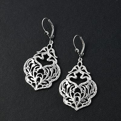 D'Joy Passport to Turkey Floral Earrings in Rhodium Over Sterling Silver 7.10 Grams