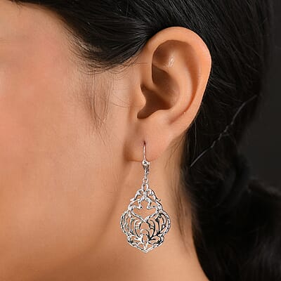 D'Joy Passport to Turkey Floral Earrings in Rhodium Over Sterling Silver 7.10 Grams