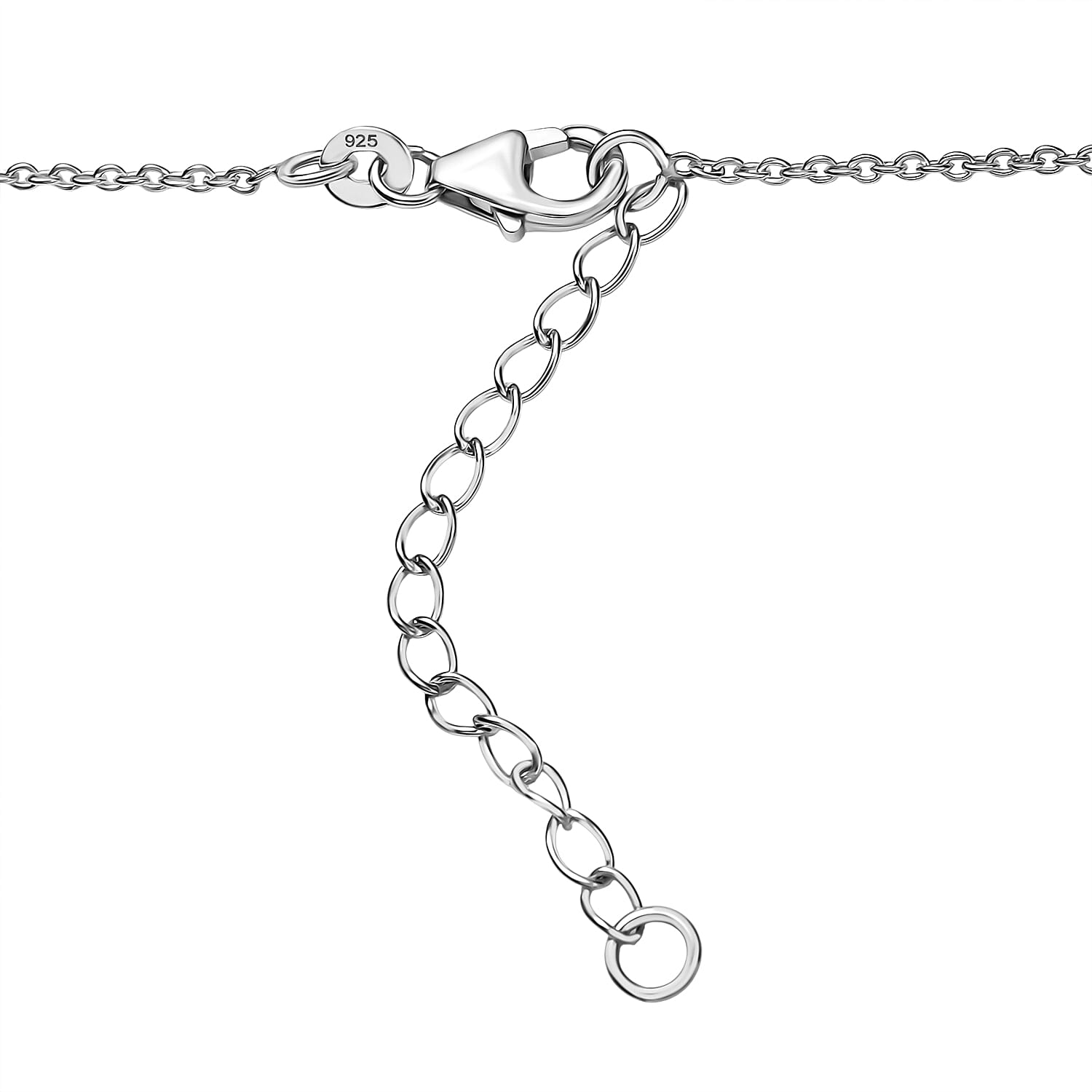 D'Joy Tanzanian Mandarin Garnet and Moissanite 2.35 ctw Kindled Curve Necklace 18 Inches in Rhodium Over Sterling Silver