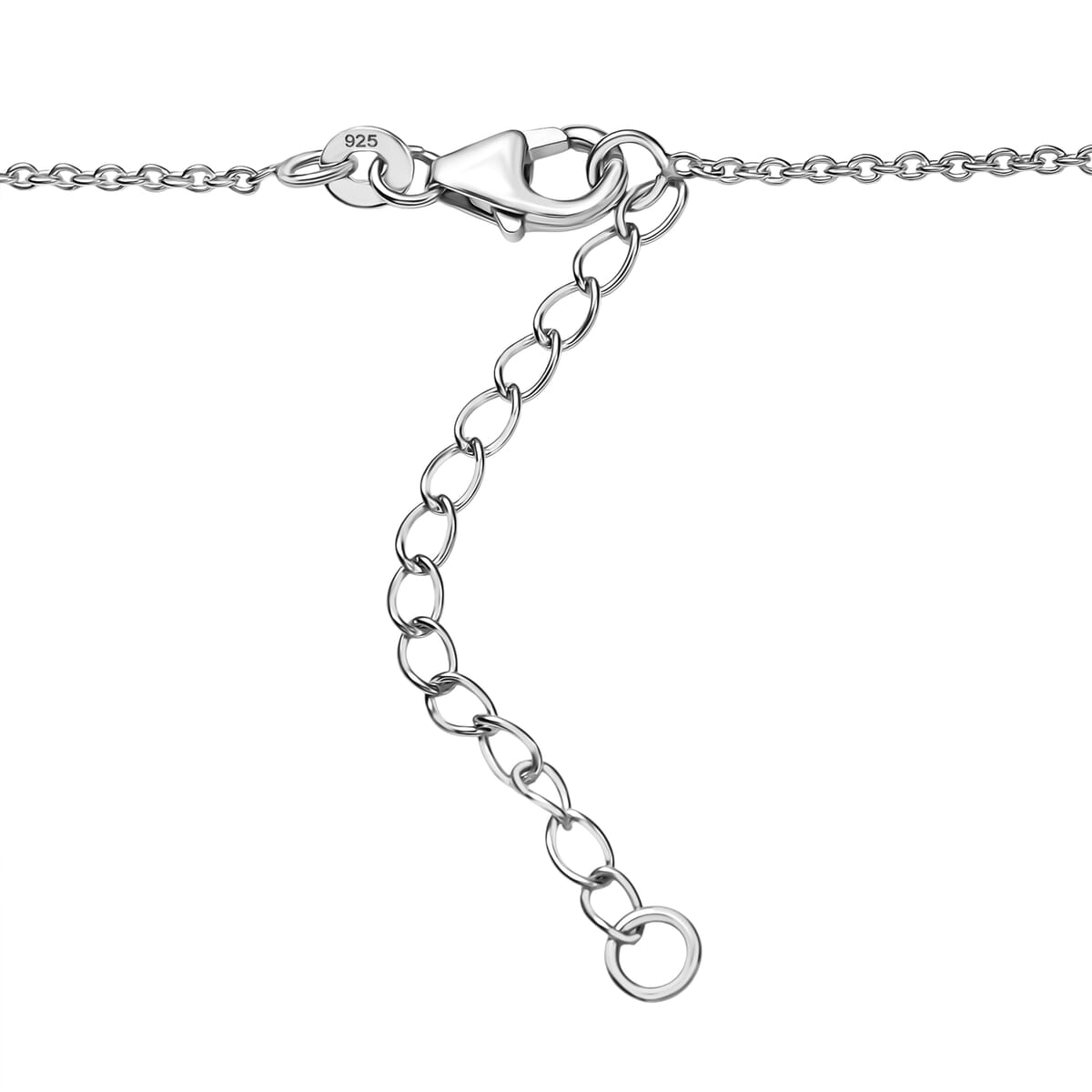 D'Joy Tanzanian Mandarin Garnet and Moissanite 2.35 ctw Kindled Curve Necklace 18 Inches in Rhodium Over Sterling Silver  image number 4