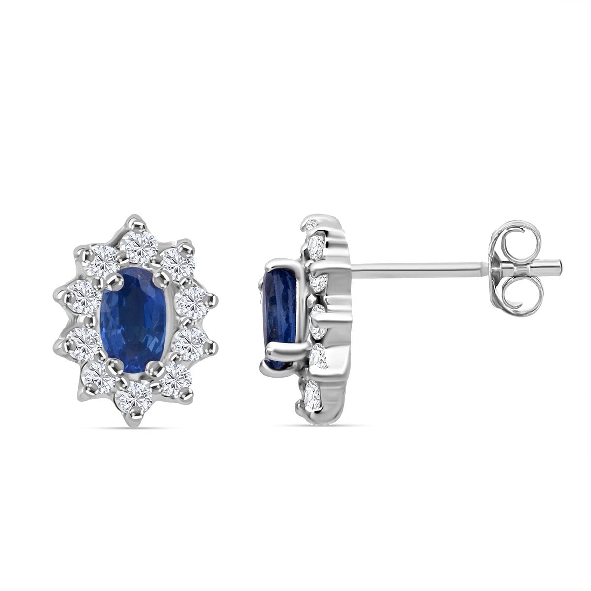 Premium Ceylon Blue Sapphire and Moissanite 0.90 ctwSunlit Sea Earrings in Rhodium Over Sterling Silver  image number 0