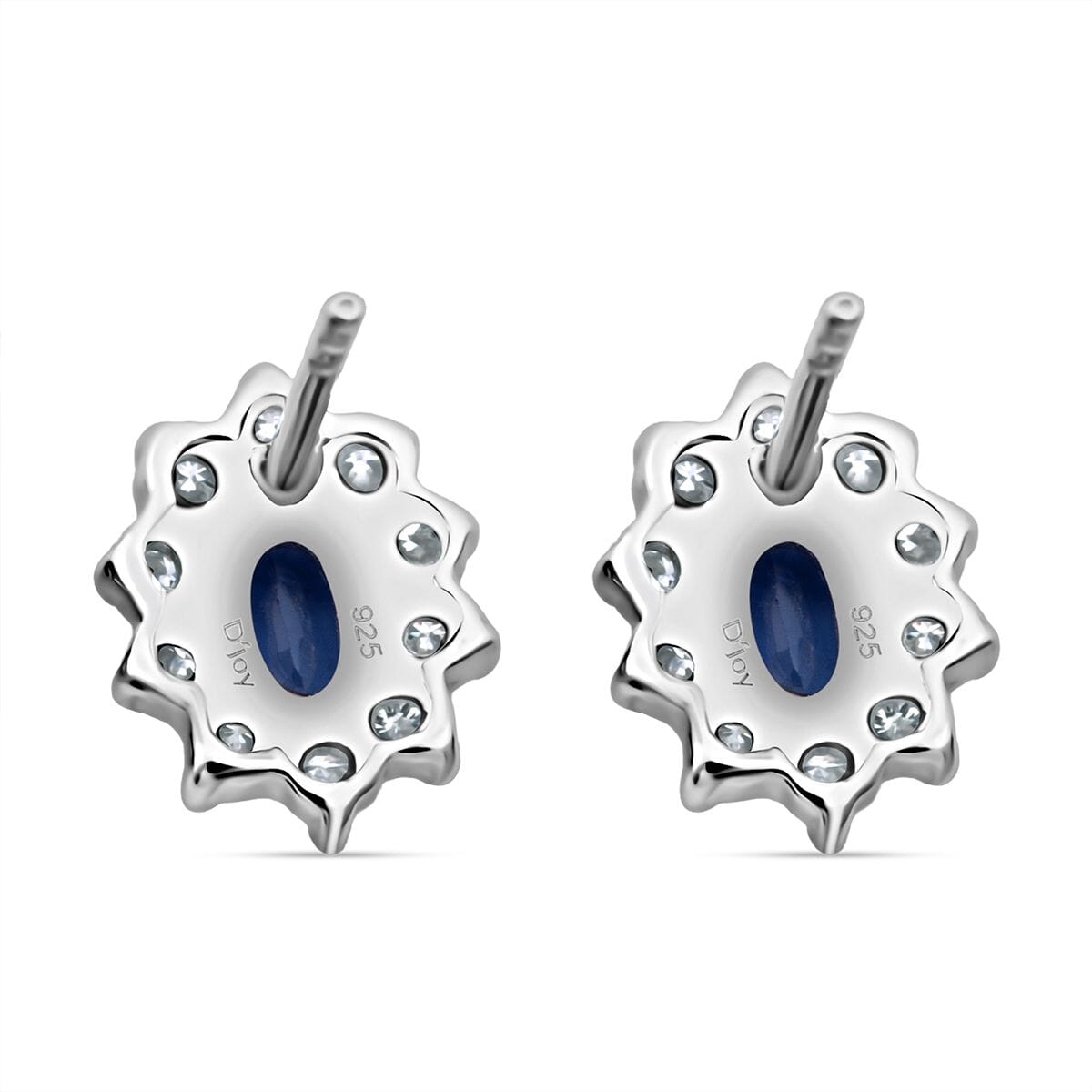 Premium Ceylon Blue Sapphire and Moissanite 0.90 ctwSunlit Sea Earrings in Rhodium Over Sterling Silver  image number 4