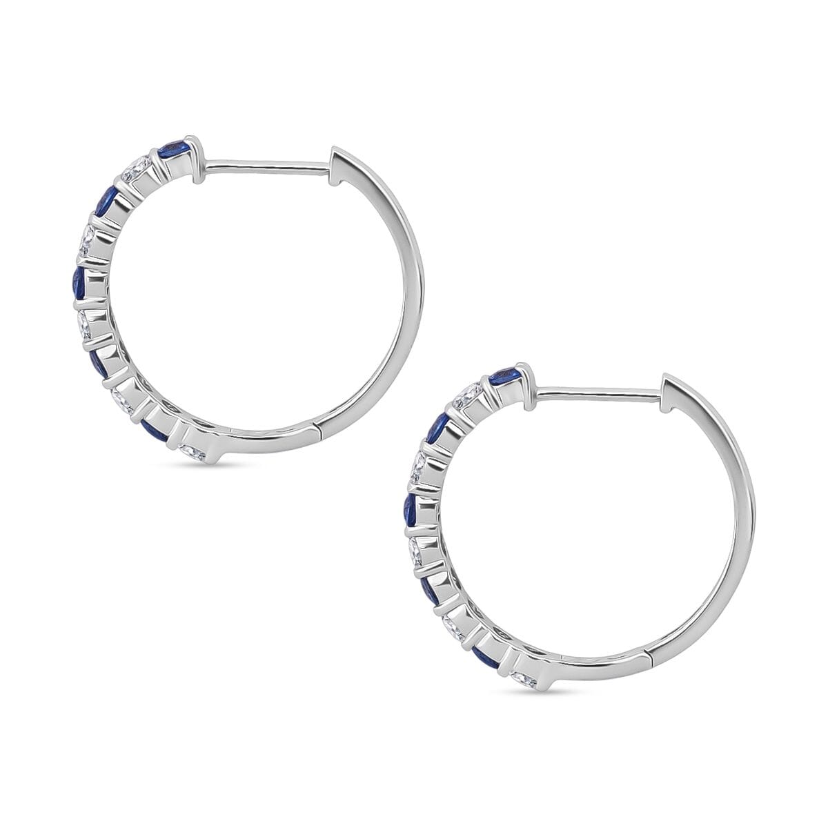 Premium Ceylon Blue Sapphire and Moissanite 1.80 ctw Lagoon Lights Earrings in Rhodium Over Sterling Silver image number 4