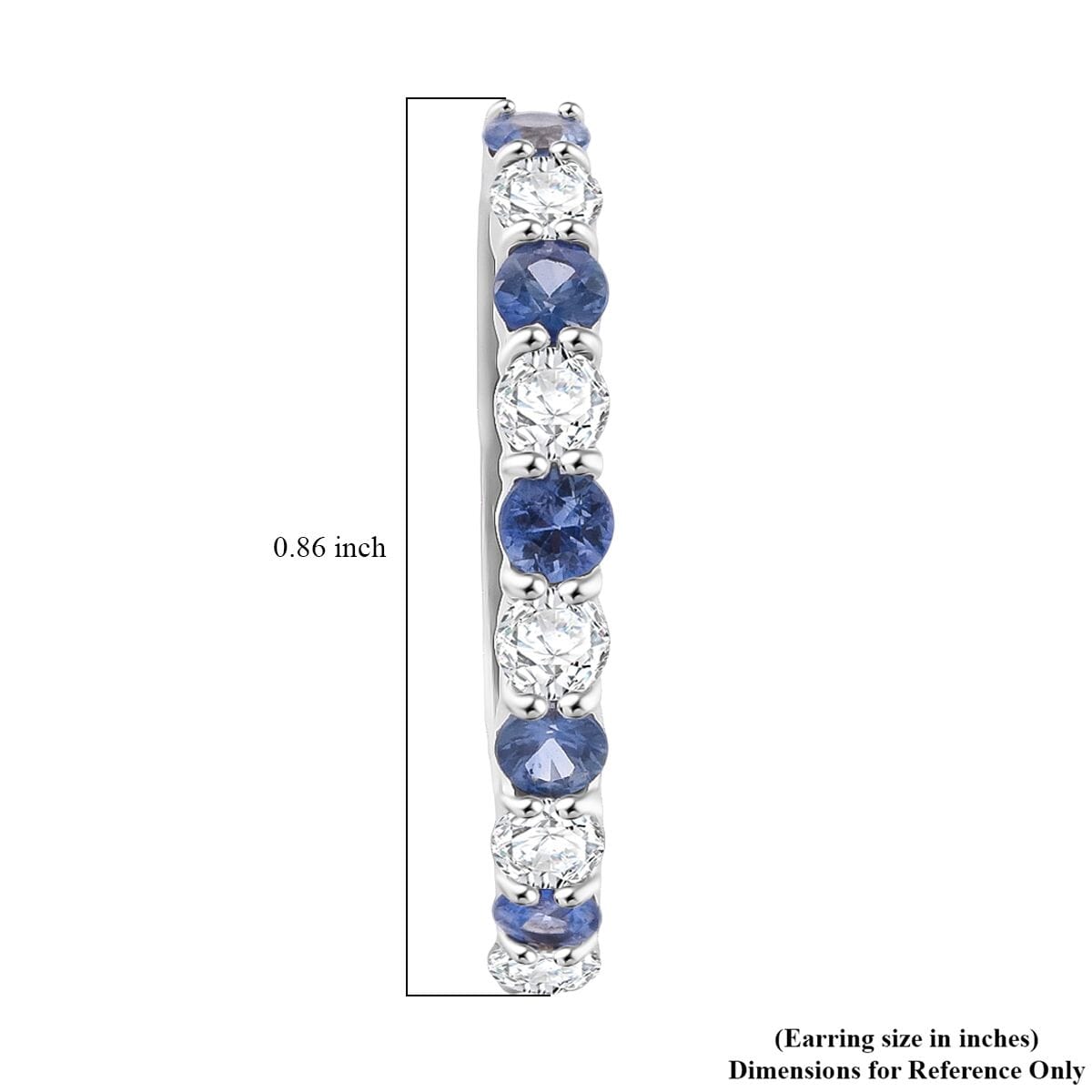 Premium Ceylon Blue Sapphire and Moissanite 1.80 ctw Lagoon Lights Earrings in Rhodium Over Sterling Silver image number 5