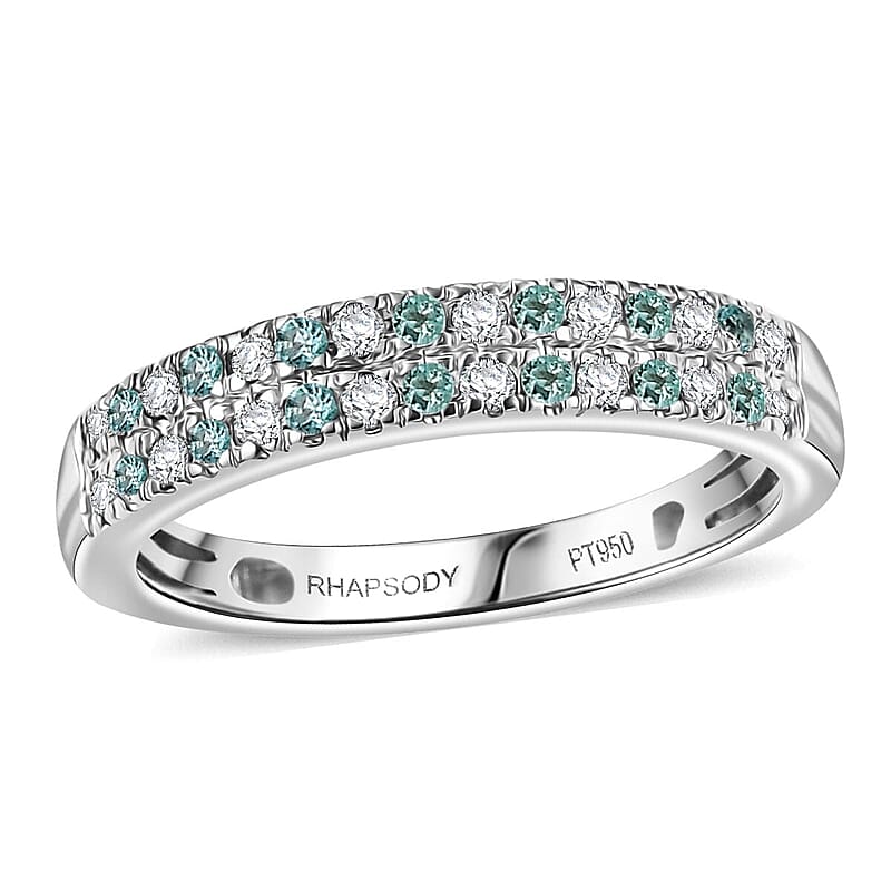 Rhapsody AAAA Paraiba Tourmaline and E-F VS2 Diamond 0.40 ctw Blue Veil Ring in 950 Platinum (Size 10.0) 5.20 Grams