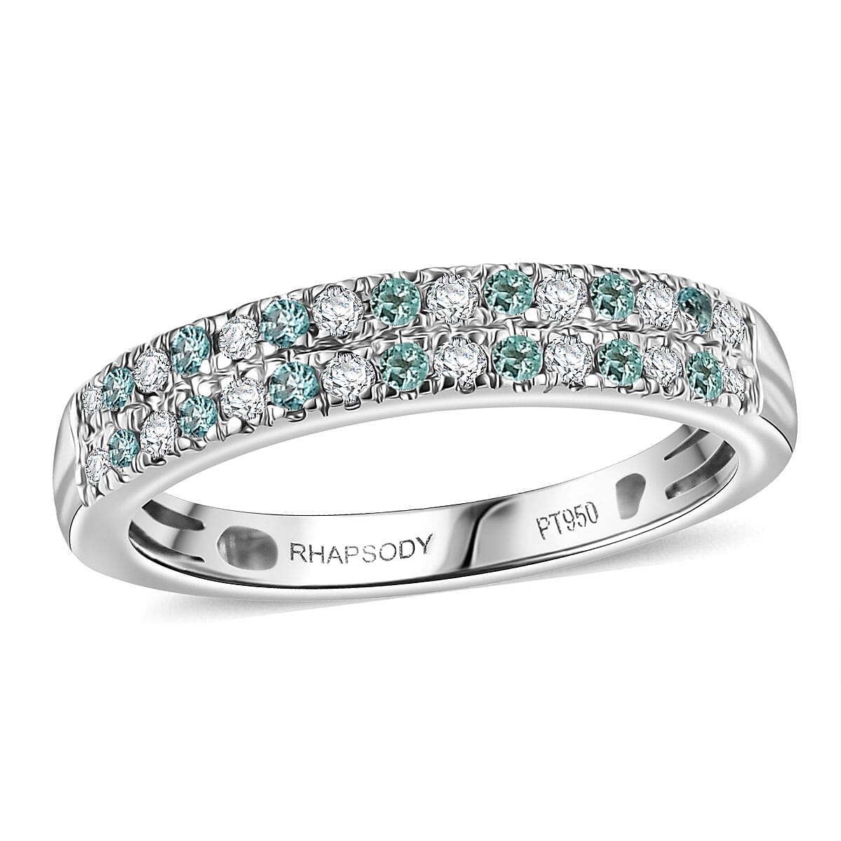 Rhapsody AAAA Paraiba Tourmaline and E-F VS2 Diamond 0.40 ctw Blue Veil Ring in 950 Platinum (Size 9.0) 5.20 Grams image number 0