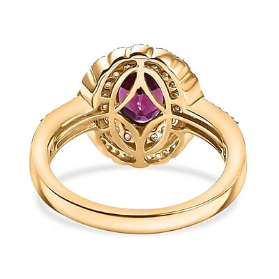 Luxoro AAA Radiant Ember Garnet, Madagascar Pink Sapphire and I1 Diamond 1.90 ctw Blush & Bloom Ring in 10K Yellow Gold (Size 10.0)