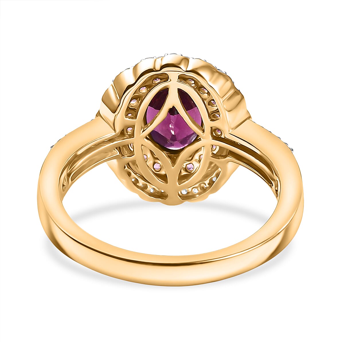 Luxoro AAA Radiant Ember Garnet, Madagascar Pink Sapphire and I1 Diamond 1.90 ctw Blush & Bloom Ring in 10K Yellow Gold (Size 9.0) image number 4