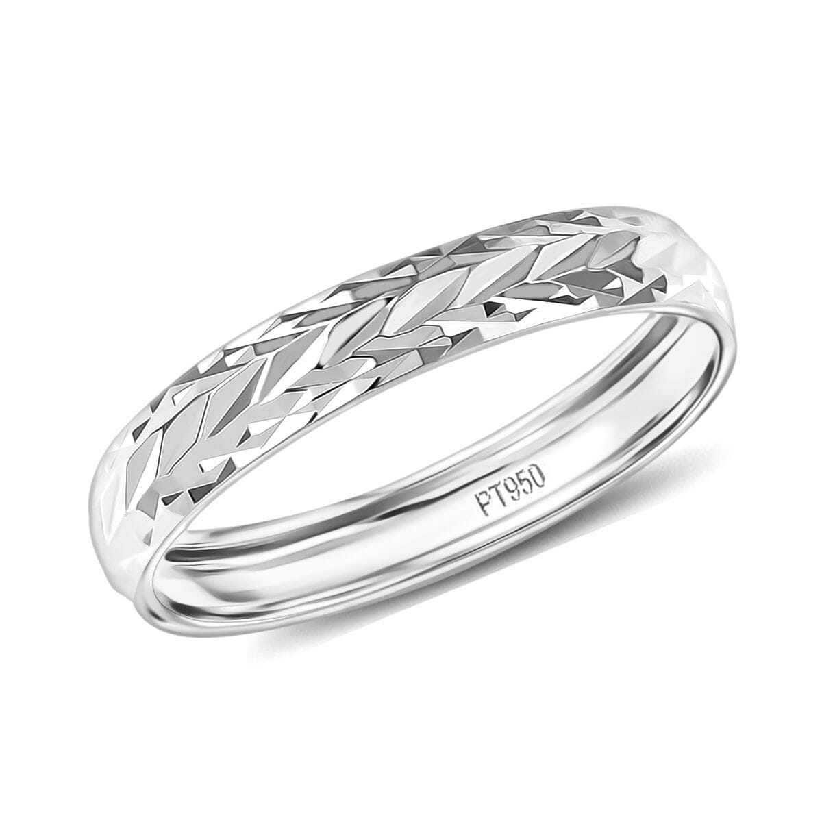 950 Platinum Diamond-Cut Band Ring (Size 10.0) 3 Grams image number 0
