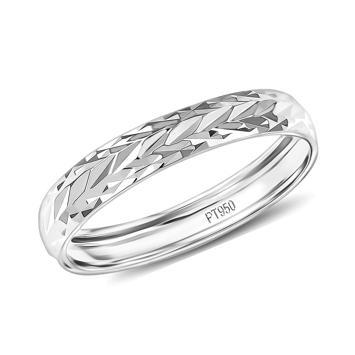 950 Platinum Diamond-Cut Band Ring (Size 9.0) 3 Grams image number 0