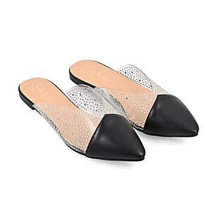 Nicole Miller Black Rhinestone Mule 7.5