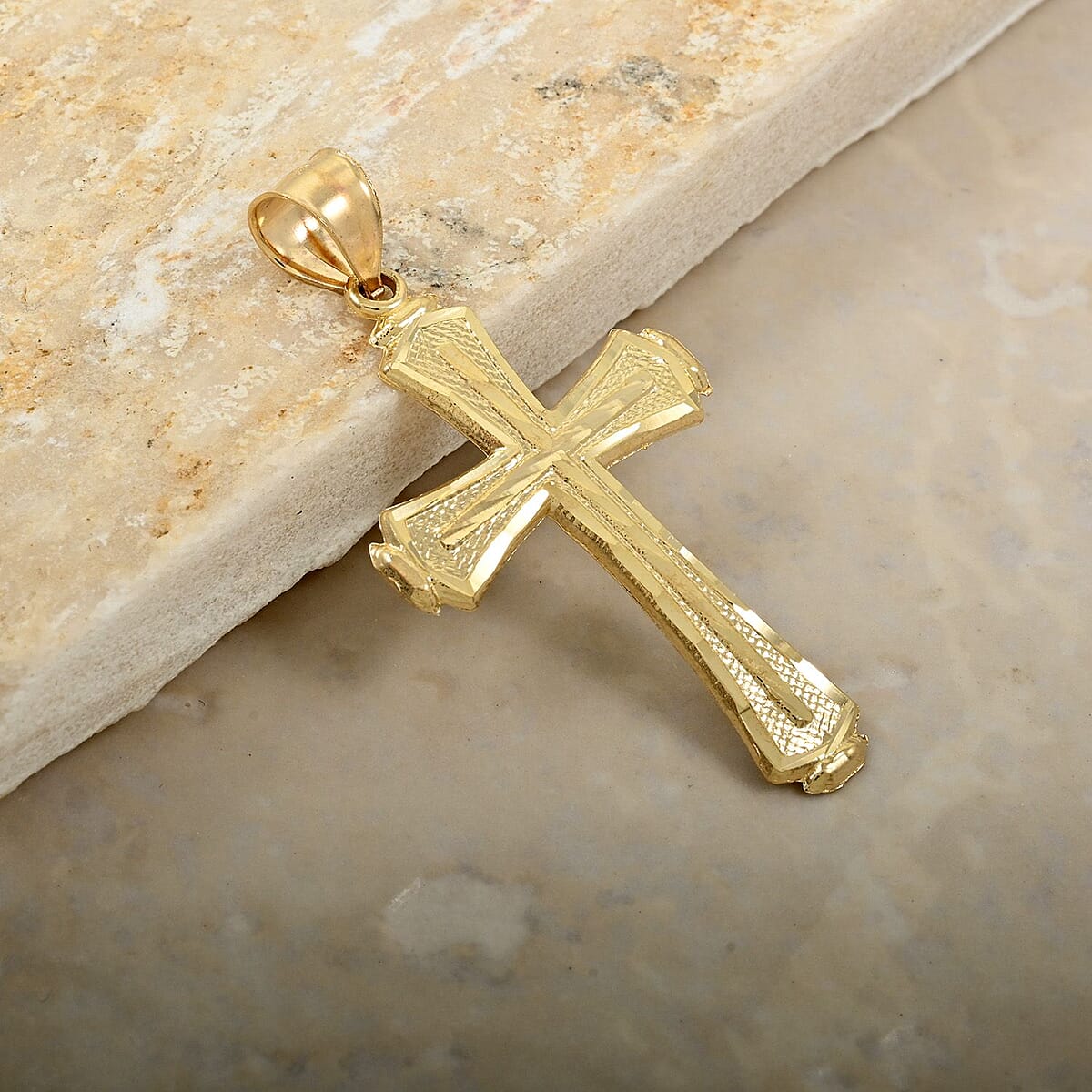Made in America 10K Yellow Gold Cross Pendant without Chain 2 Grams image number 2