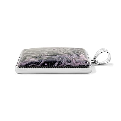 Rectangle Pink Moss Jasper 101.00 ctw Pendant without Chain in Silvertone