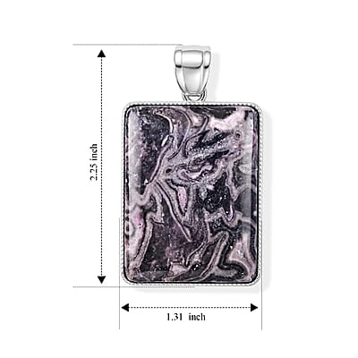 Rectangle Pink Moss Jasper 101.00 ctw Pendant without Chain in Silvertone