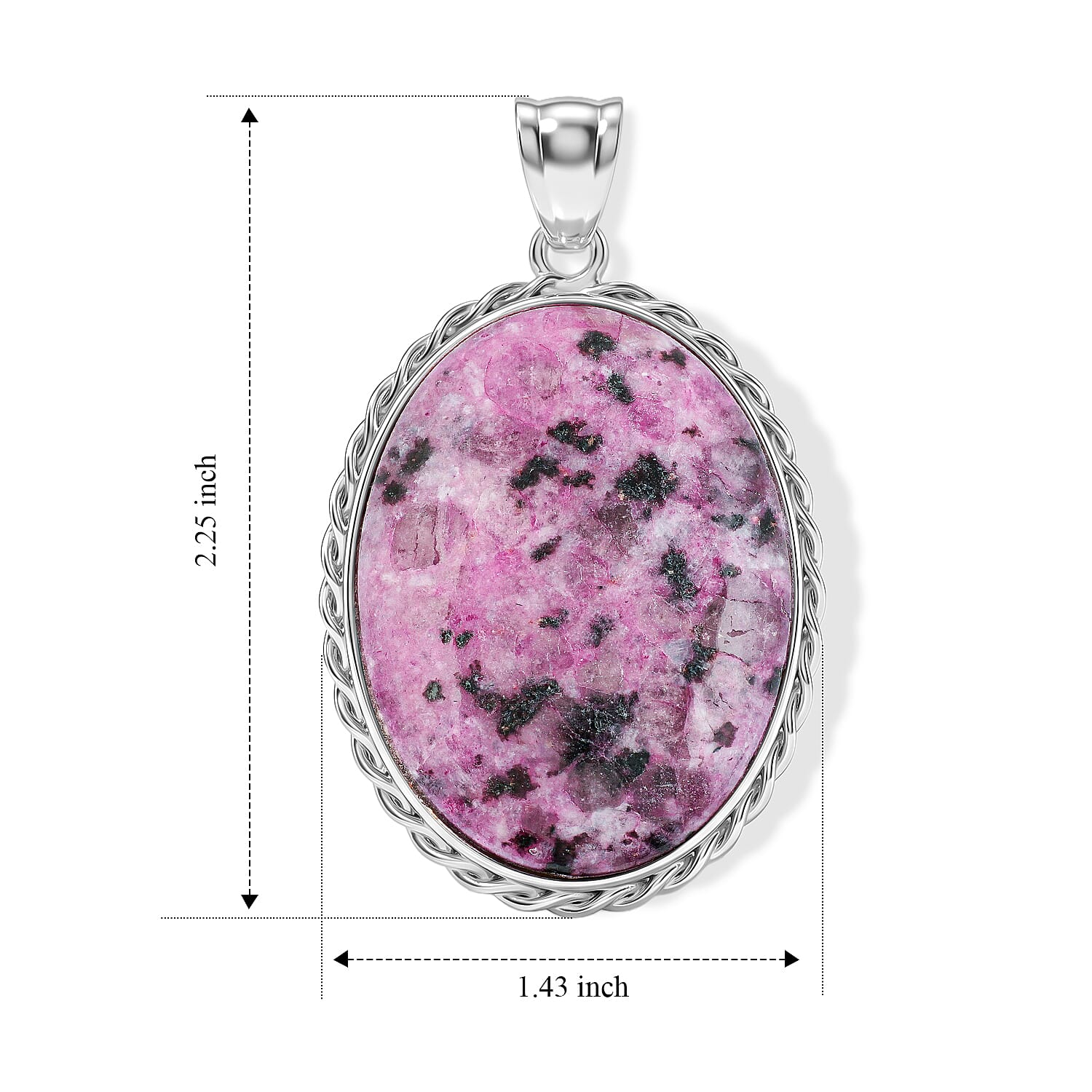 Purple Quartz  Pendant Pure White Brass  61.00 ctw