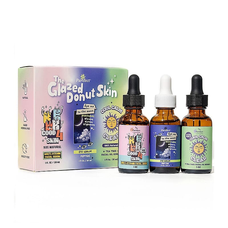 Purifect The Glazed Donut Skin Serum Collection- Facial Serum, Peptide Facial Serum, & Facial Oil Serum (3x 1oz)