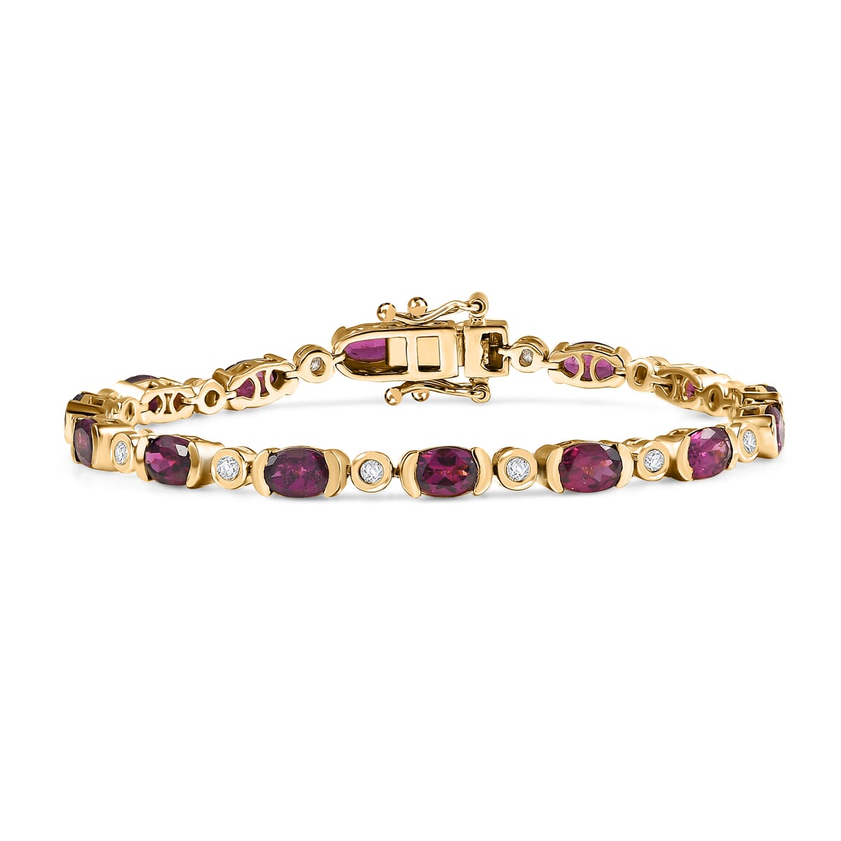 D’Joy Premium Radiant Ember Garnet and Moissanite 8.20 ctw Bracelet in 18K Vermeil Yellow Gold Over Sterling Silver (6.50 In) image number 0