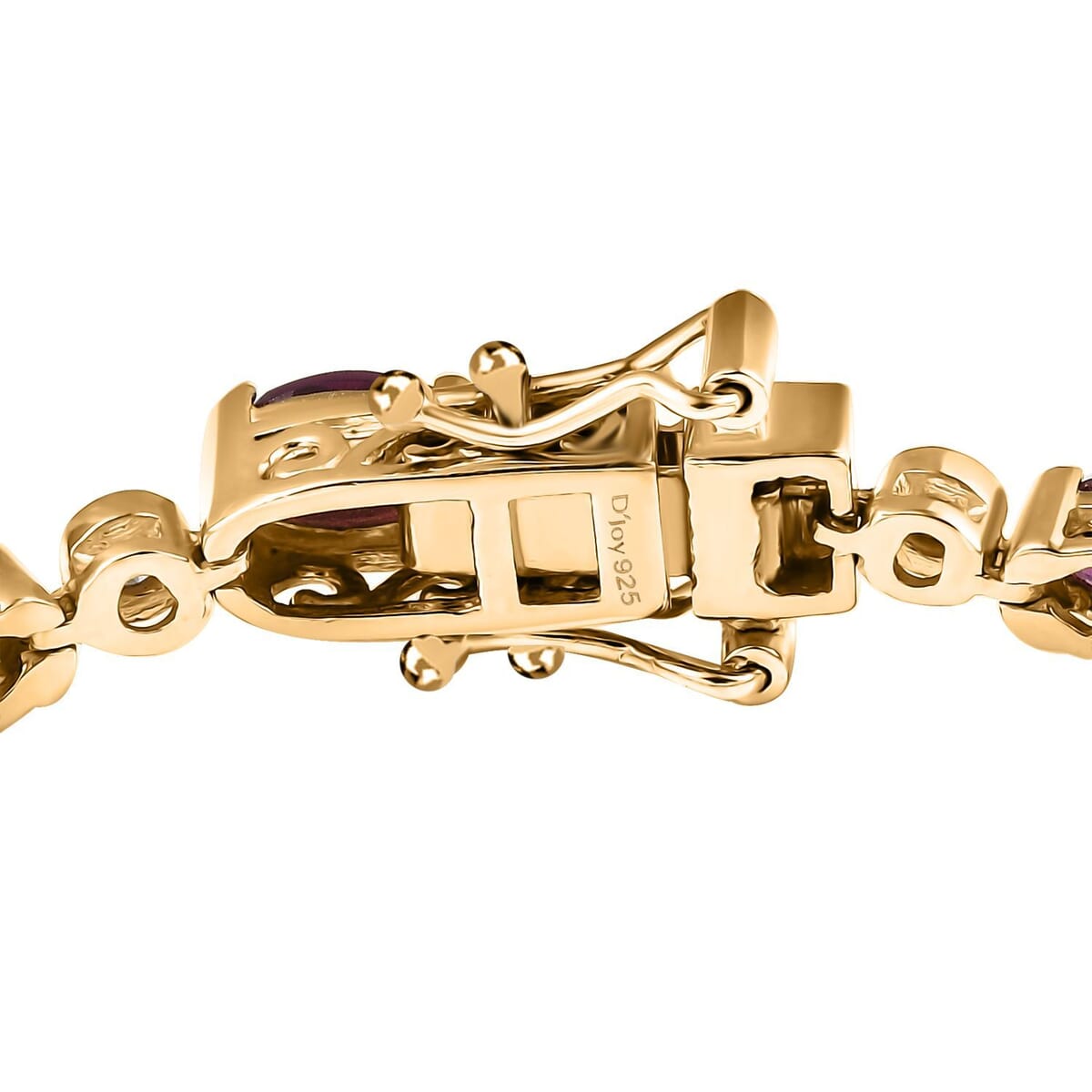 D’Joy Premium Radiant Ember Garnet and Moissanite 8.20 ctw Bracelet in 18K Vermeil Yellow Gold Over Sterling Silver (6.50 In) image number 3