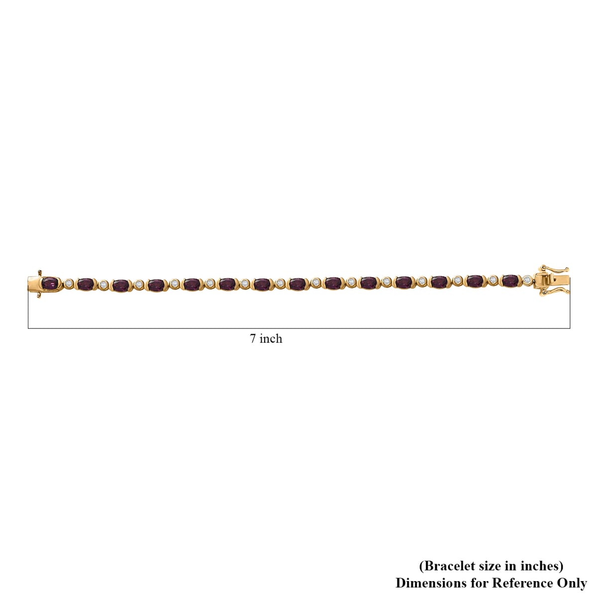 D’Joy Premium Radiant Ember Garnet and Moissanite 8.20 ctw Bracelet in 18K Vermeil Yellow Gold Over Sterling Silver (6.50 In) image number 4