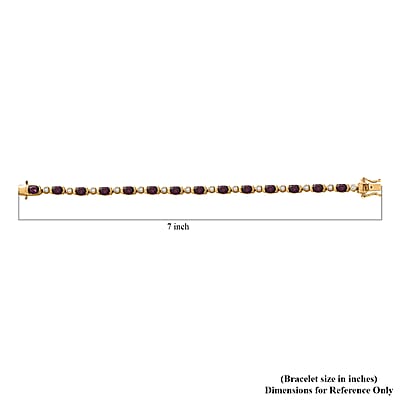 D'Joy Premium Radiant Ember Garnet and Moissanite 8.20 ctw Twilight Flame Bracelet in 18K Vermeil Yellow Gold Over Sterling Silver (6.50 In)