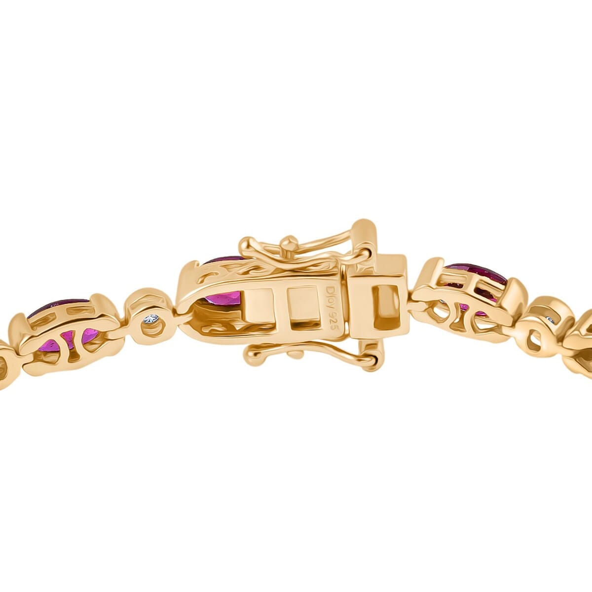 D’Joy Premium Radiant Ember Garnet and Moissanite 9.40 ctw Bracelet in 18K Vermeil Yellow Gold Over Sterling Silver (7.25 In) image number 3