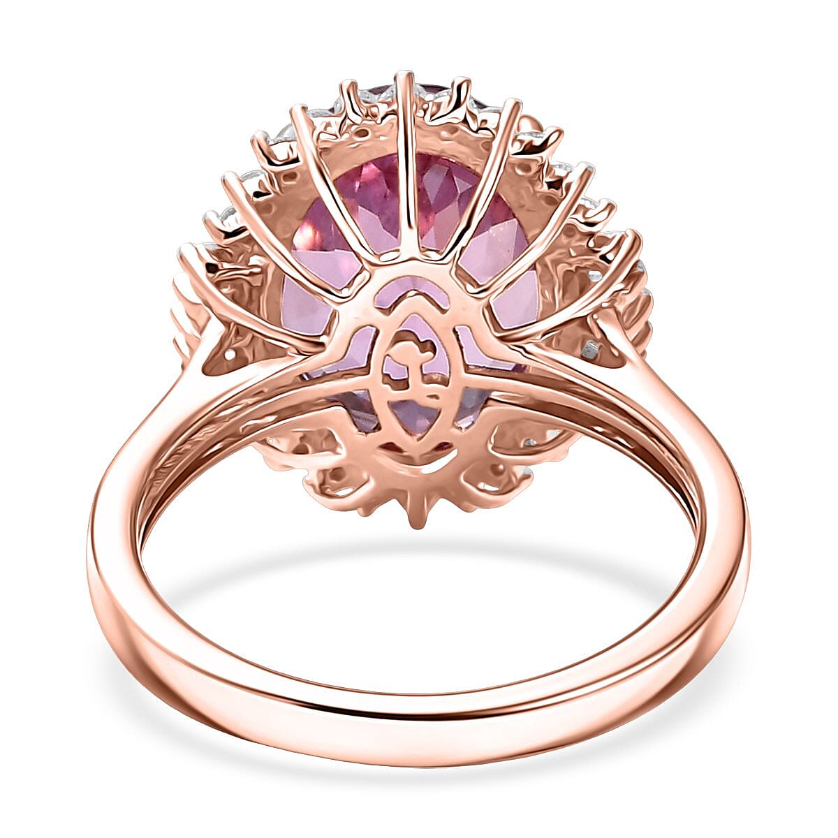 Luxoro AAA Martha Rocha Kunzite and G-H I2 Diamond 7.80 ctw Twilight Blossom Ring in 10K Rose Gold (Size 6.0) image number 4