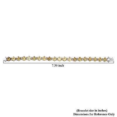 D'Joy Brazilian Citrine and Moissanite 29.50 ctw Honeycomb Bracelet in Rhodium Over Sterling Silver (7.25 In)