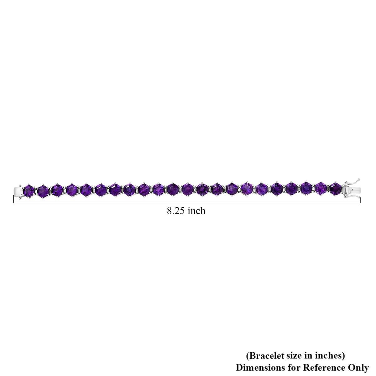 African Amethyst and Moissanite 33.25 ctw Honeycomb Bracelet in Rhodium Over Sterling Silver (8.00 In) image number 4
