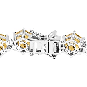 Brazilian Citrine and Moissanite 26.50 ctw Honeycomb Bracelet in Rhodium Over Sterling Silver (6.50 In)