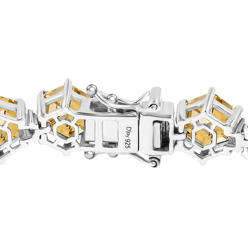 D'Joy Brazilian Citrine and Moissanite 32.50 ctw Honeycomb Bracelet in Rhodium Over Sterling Silver (8.00 In)